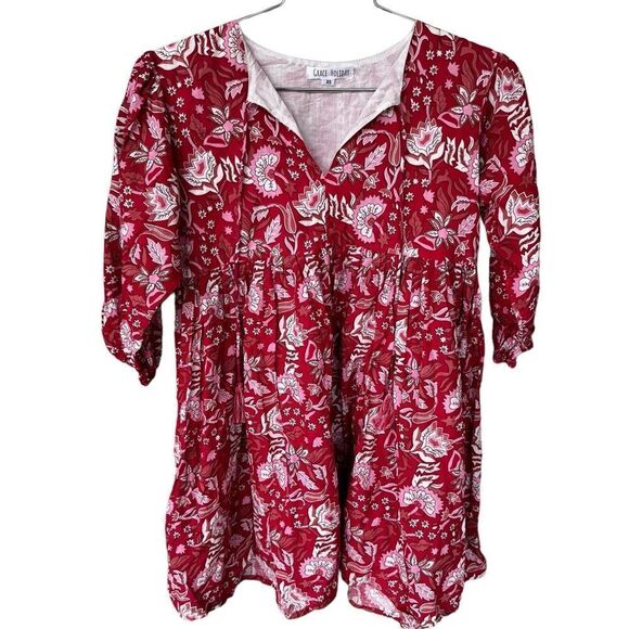 Grace Holiday Sully Dress Red Floral XS - Picture 2 of 4
